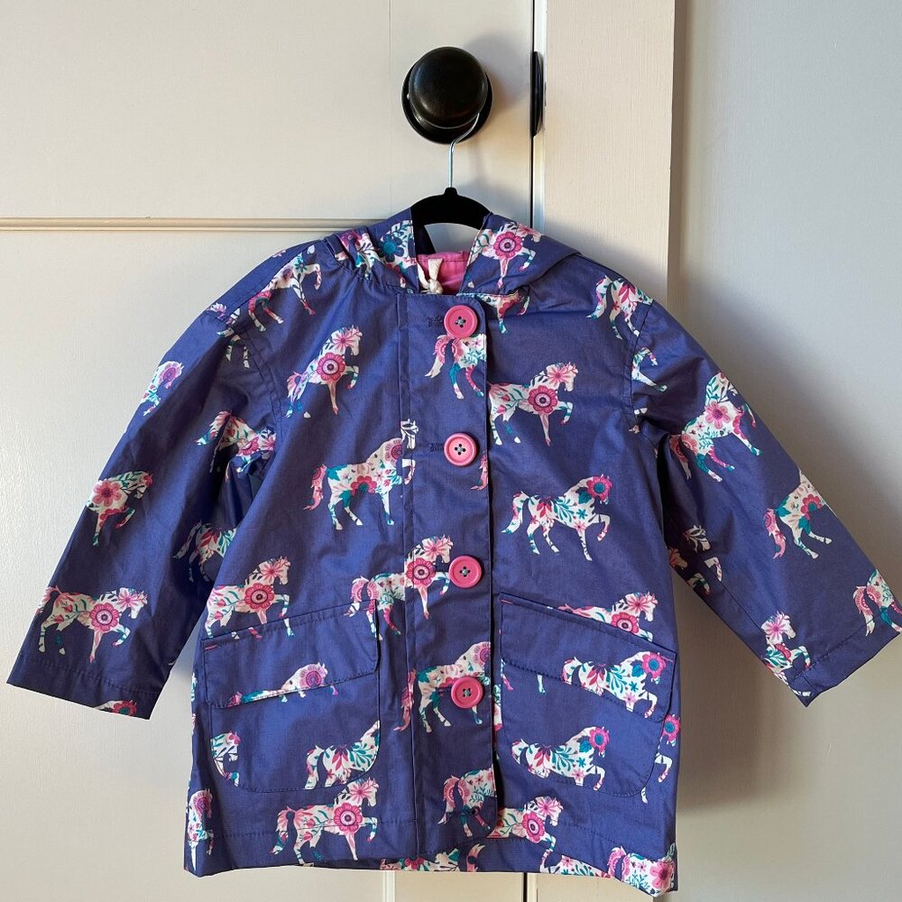 Hatley Coated Cotten Horses Rain Jacket 2T